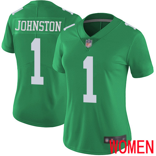 Women Philadelphia Eagles #1 Cameron Johnston Limited Green Rush Vapor Untouchable NFL Jersey